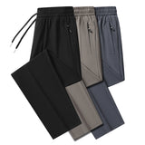Calças de verão casuais masculinas, calças de seda gelada, calças masculinas