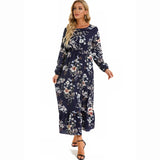 Vestido longo boêmio feminino  cintura alta chiffon, floral, novo Sucesso